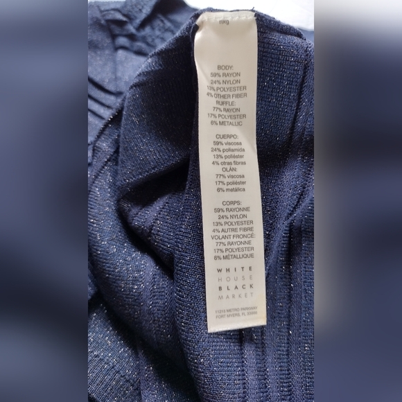 White House Black Market Women's Sweater Top Navy Metallic NWT Orig $89 Sz M - Picture 9 of 9